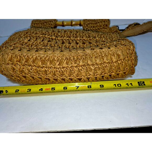 Rattan Bag for Women Straw Hand Woven With Bamboo Handles Handbag Beach - Picture 6 of 9